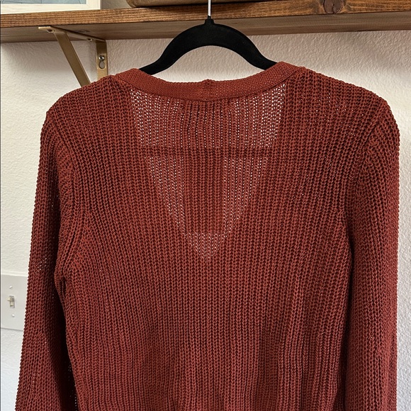 12th Tribe Rust Knit Bell Sleeves Cropped Sweater - Picture 6 of 9